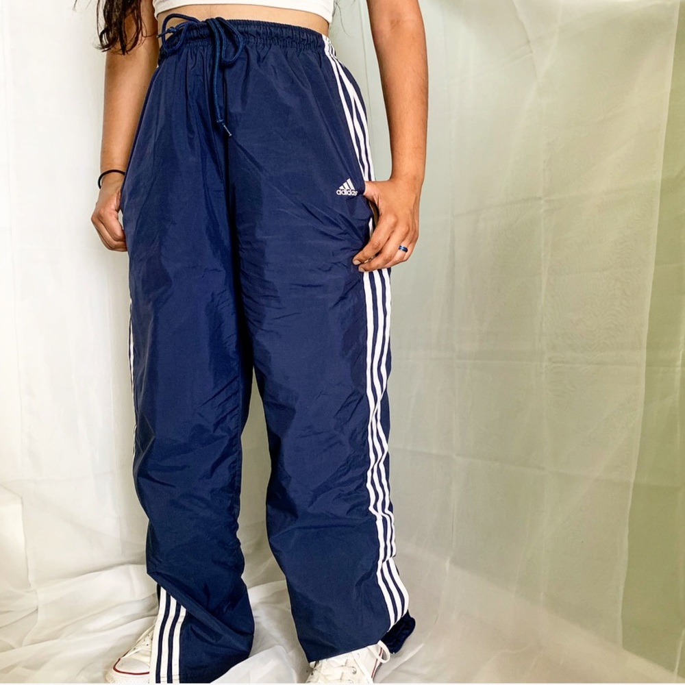 Blue Adidas workout track pants